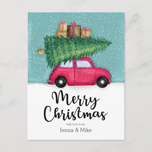 Merry Christmas | Winter Snowflake Car Postcard (Front)