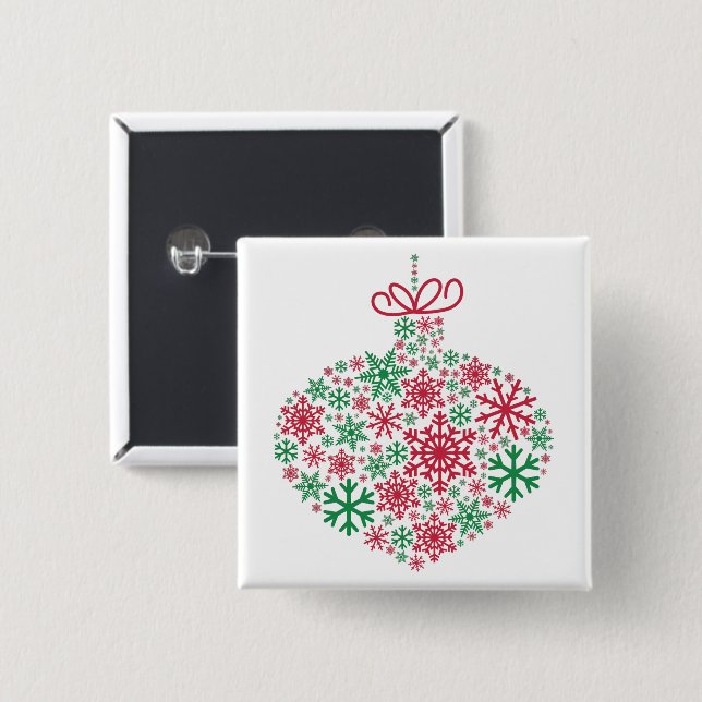Merry Christmas Winter Snowflake Pattern 2 Inch Square Button (Front & Back)