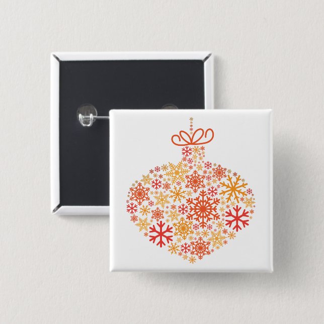 Merry Christmas Winter Snowflake Pattern 2 Inch Square Button (Front & Back)