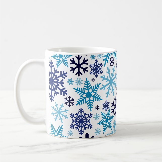 Merry Christmas Winter Snowflake Pattern Coffee Mug (Left)