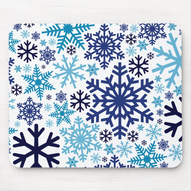 Merry Christmas Winter Snowflake Pattern Mouse Pad (Front)