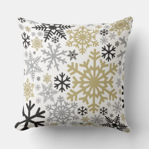 Merry Christmas Winter Snowflake Pattern Throw Pillow