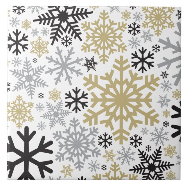 Merry Christmas Winter Snowflake Pattern Tile (Front)