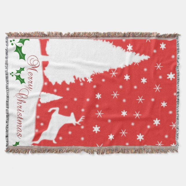 Merry Christmas Winter Snowflakes Throw Blanket (Front)