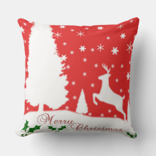 Merry Christmas Winter Snowflakes Throw Pillow