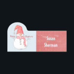 Merry Christmas Winter Snowman Snow Covered Name Tag<br><div class="desc">Jolly winter snowman to wish anyone a Merry Christmas!</div>