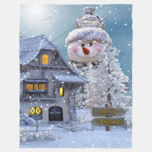 Merry Christmas Winter wonderland Fleece Blanket