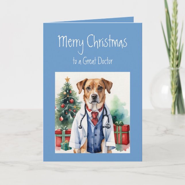 Merry Christmas Wishes Great Doctor Fun Dog Doctor Card (Front)
