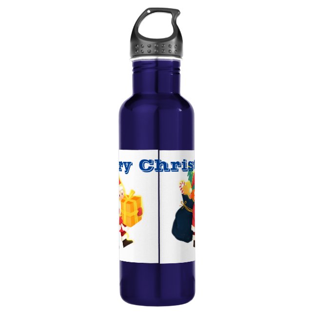 Merry Christmas Wishes Printed Celebration 24 oz 710 Ml Water Bottle (Front)