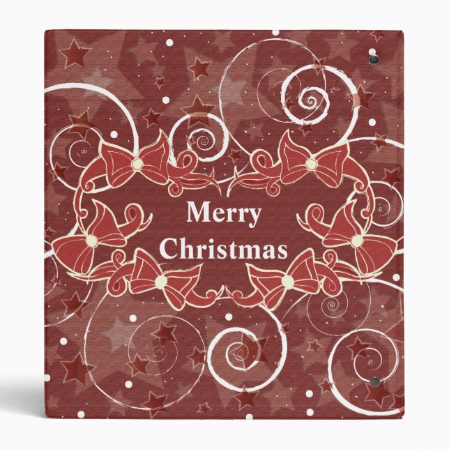 Merry Christmas wishes with bows and stars Binder (Back)