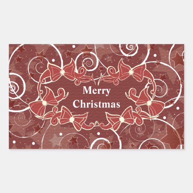 Merry Christmas wishes with bows and stars Sticker (Front)