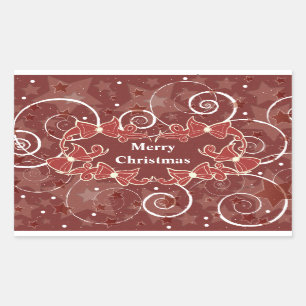 Merry Christmas wishes with bows and stars Sticker