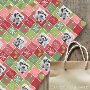 Merry Christmas with 2 Photos and Custom Greeting Tissue Paper