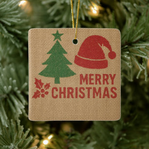 Merry Christmas with a cute knitted feel Ceramic Ornament