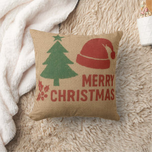 Merry Christmas with a cute knitted feel Throw Pillow