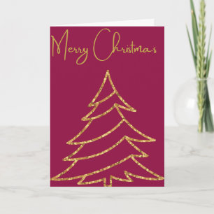 Merry Christmas, with a Golden Christmas Tree Card