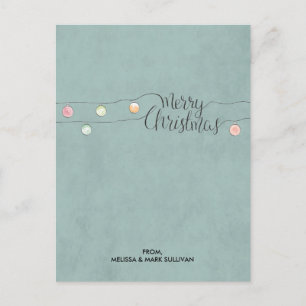 Merry Christmas with a String of Ornaments Postcard