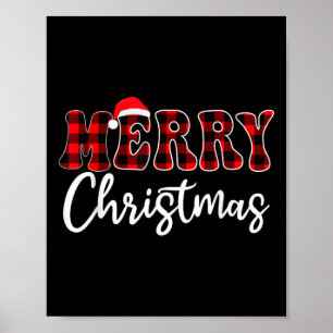 Merry Christmas With Black And Red Plaid Family Poster