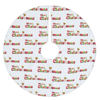 Merry Christmas With Candy Cane Modern Brushed Polyester Tree Skirt