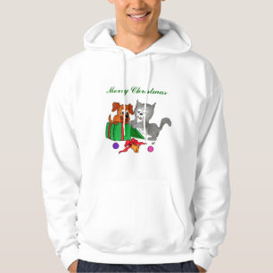 Merry Christmas with Cat and Puppy Hoodie