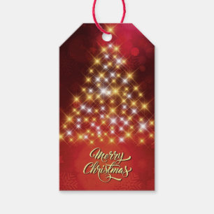 Merry Christmas with Christmas Tree Gift Tags