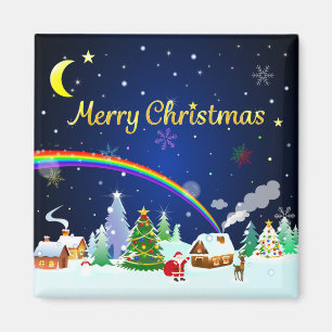 Merry Christmas with Crescent Moon Magnet