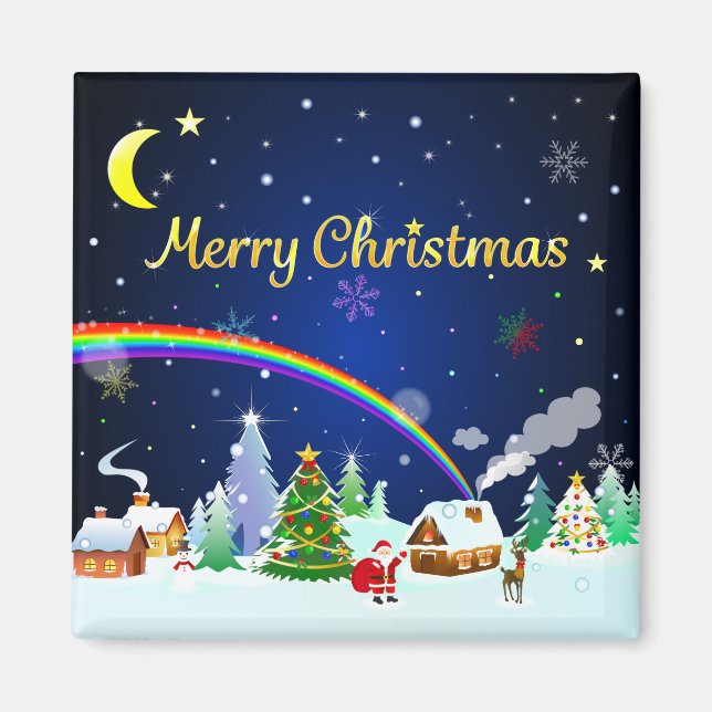 Merry Christmas with Crescent Moon Magnet (Front)