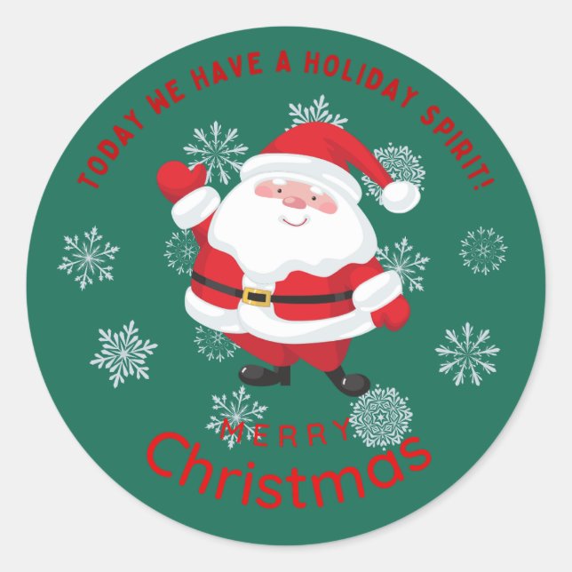 Merry christmas with Cute Santa Personalized Classic Round Sticker (Front)