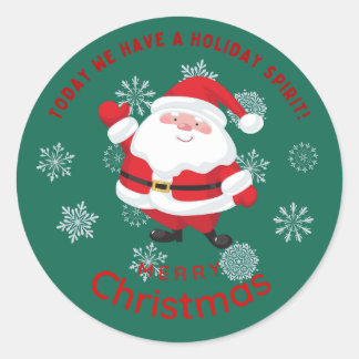 Merry christmas with Cute Santa Personalized Classic Round Sticker