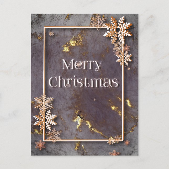 Merry Christmas with depth and snow crystals Postcard (Front)