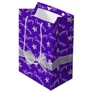 Merry Christmas with Diamond Stars Medium Gift Bag