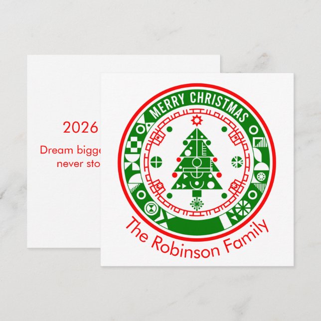 Merry Christmas with Family name Card (Front/Back)