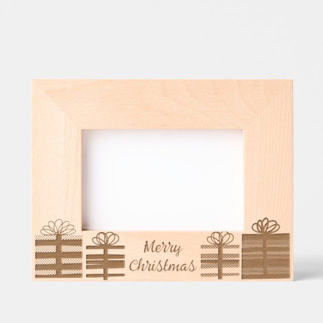 Merry Christmas with Gifts and Presents Etched Frames (Front)