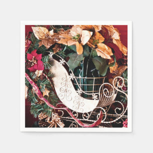 Merry Christmas with Gold Sleigh Napkin