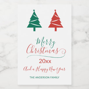 Merry Christmas with Green Christmas Trees  Food Label