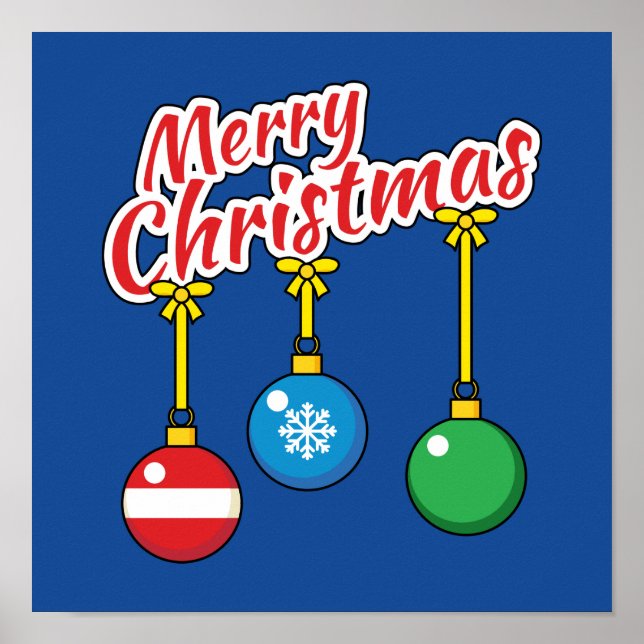 Merry Christmas with Hanging Balls Poster (Front)