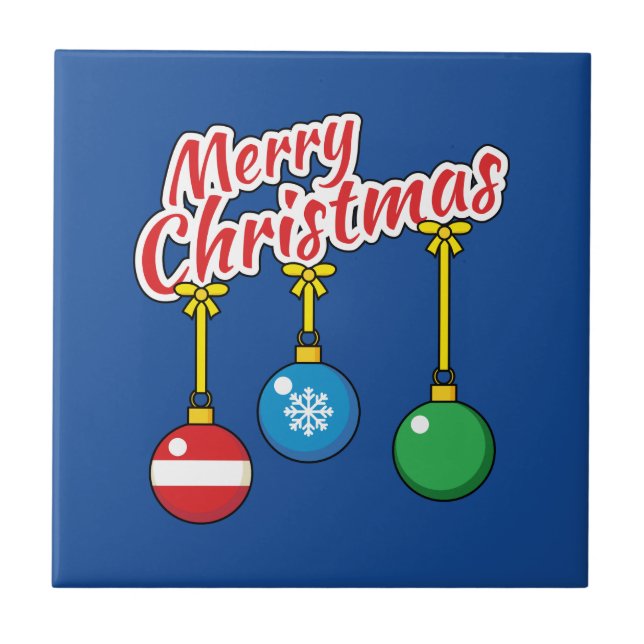 Merry Christmas with Hanging Balls Tile (Front)
