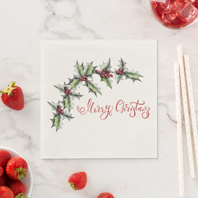 Merry Christmas with Holy Tree Branch  Napkin (Insitu)