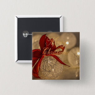 Merry christmas with light balls 2 inch square button