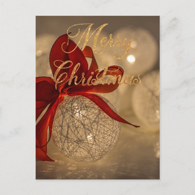 Merry christmas with light balls  holiday postcard (Front)