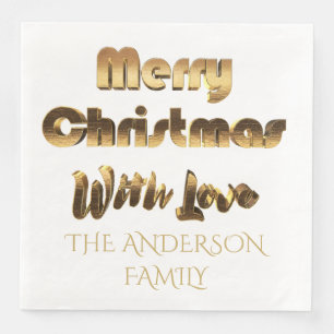 Merry Christmas With Love Elegant Chic Gold Napkin