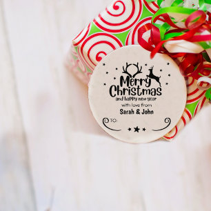 Merry Christmas with love from (custom) Couple,   Rubber Stamp