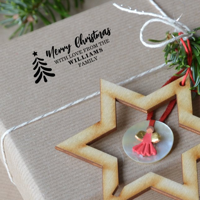 Merry Christmas with love from (custom) Family  Rubber Stamp (Creator Uploaded)