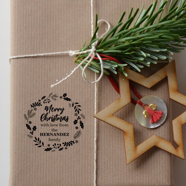 Merry Christmas with love from (custom) Family Rubber Stamp (Creator Uploaded)