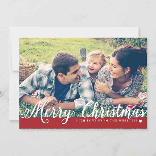 Merry Christmas with Love Photo Holiday Greeting (Front)