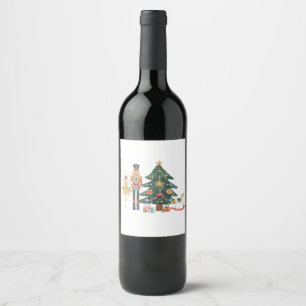 Merry Christmas with Nutcracker Ballet Wine Label
