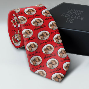Merry Christmas with One Circle Photo - red black Tie