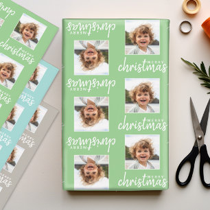 Merry Christmas with One Square Photo mix Wrapping Paper Sheet