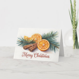 Merry Christmas with oranges and cinnamon Card