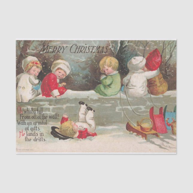 Merry Christmas with Poem! by Ellen Clapsaddle Tissue Paper (Front)